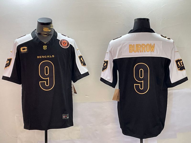 Men Cincinnati Bengals #9 Burrow Black three generations 2024 Nike Limited NFL Jersey style 4->cincinnati bengals->NFL Jersey